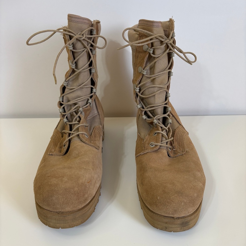 Military Combat Boots Mens Size 12R Tan Suede Vibram Sole Tactical Desert Army